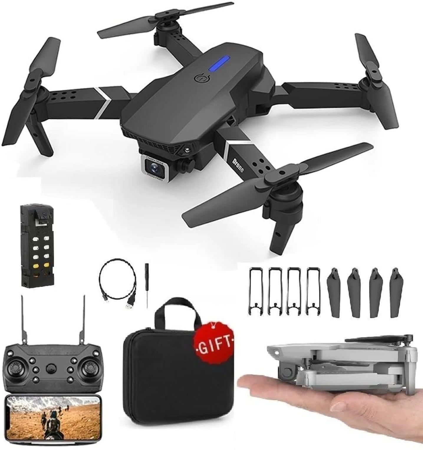 DXP E-88 Pro 4K WiFi Dual Camera Drone for Adults & Kids Drone Drone