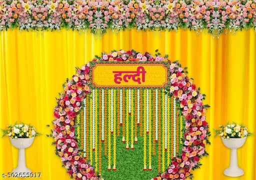 "Haldi Ceremony Decoration – Floral Elegance in Yellow"
