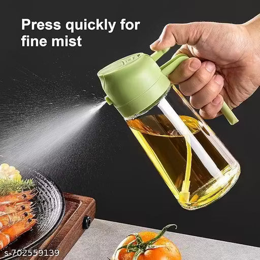 RDK EXIM Premium Glass Oil Sprayer Bottle - 2 in 1 Dispenser for Cooking, Salad, BBQ & Air Fryer - Food Grade, 500 ML