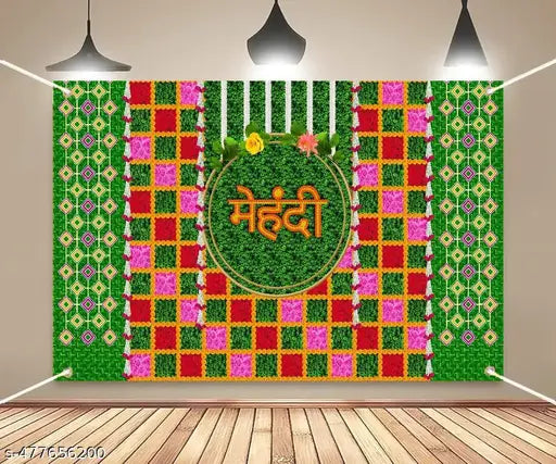 KITCREXA Haldi Decoration Curtain Backdrop Decoration, Size 8x5,Pack of 1