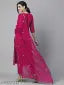 Women's Pink Embroidered Straight Kurta with Trouser & Dupatta
