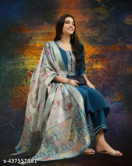 FANCY COTTON KURTA SET WITH DUPATTA