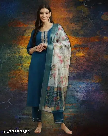 FANCY COTTON KURTA SET WITH DUPATTA