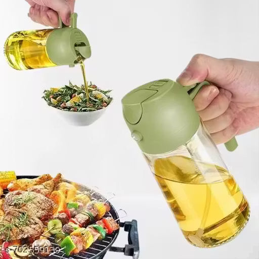 RDK EXIM Premium Glass Oil Sprayer Bottle - 2 in 1 Dispenser for Cooking, Salad, BBQ & Air Fryer - Food Grade, 500 ML