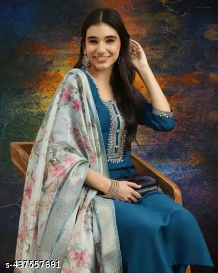 FANCY COTTON KURTA SET WITH DUPATTA