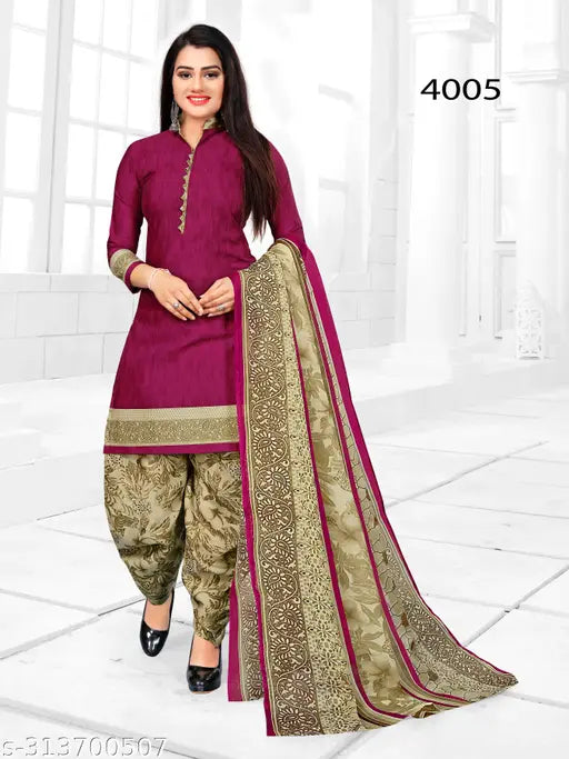 Stylish Designer Women's Cotton Printed Salwar Suit & Dupatta Sets With Ineer (Ready To Wear)